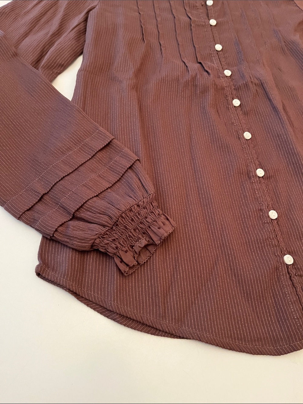 NWT Quince Textured Organic Cotton Peasant Blouse, size S, Taupe Brown - Picture 8 of 11